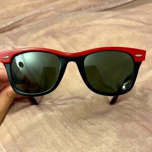 Vintage Rayban Wayfarer II Red On Black Frame  (Bombastic Italy)